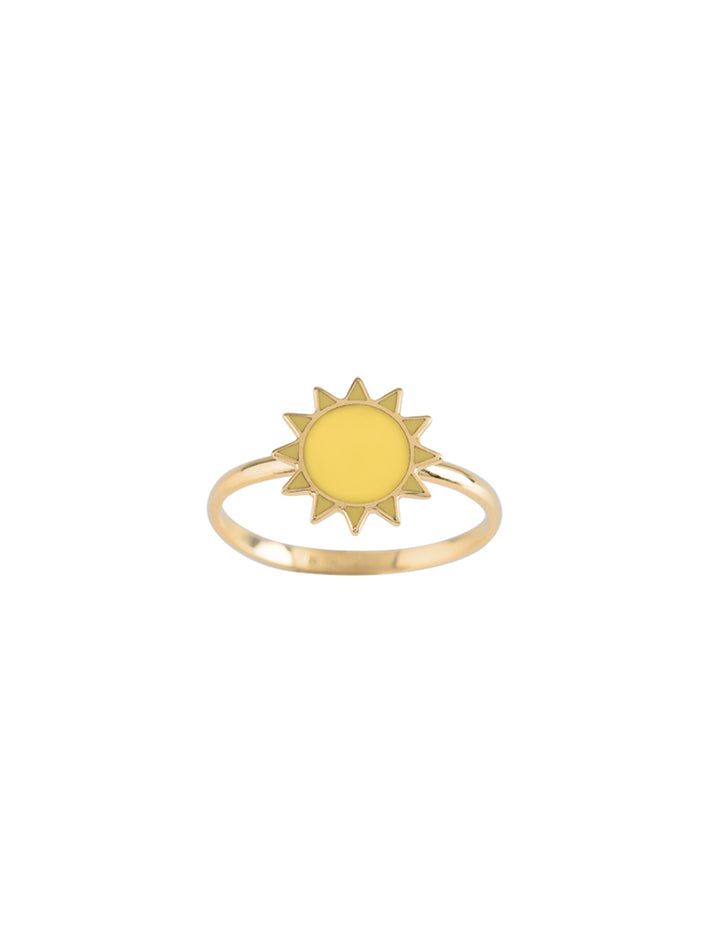 18K Gold Enamel Sun Ring