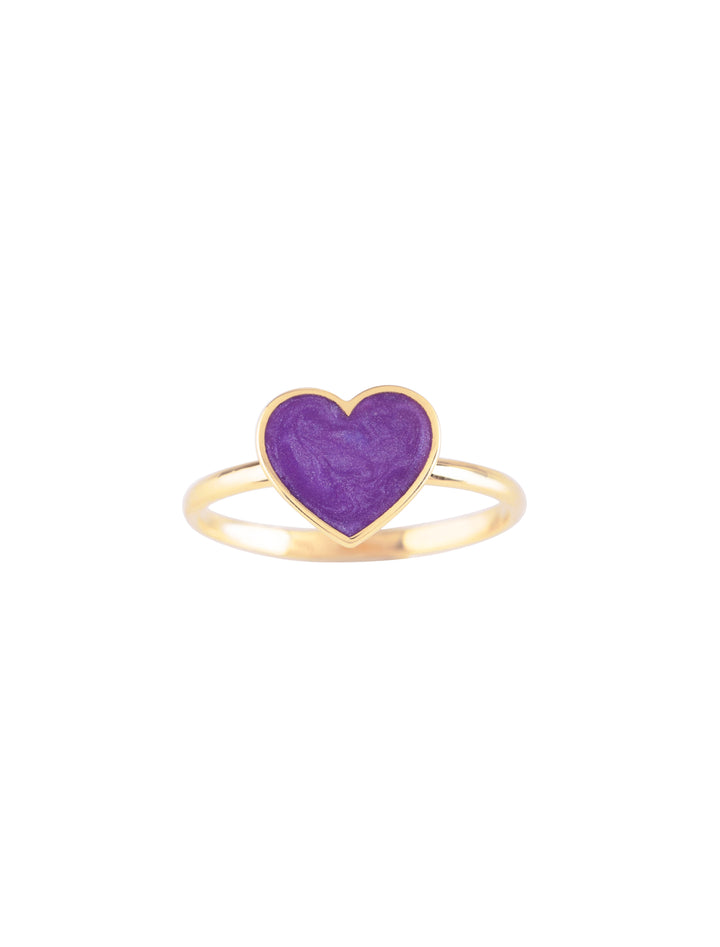 18K Gold Enamel Heart Ring