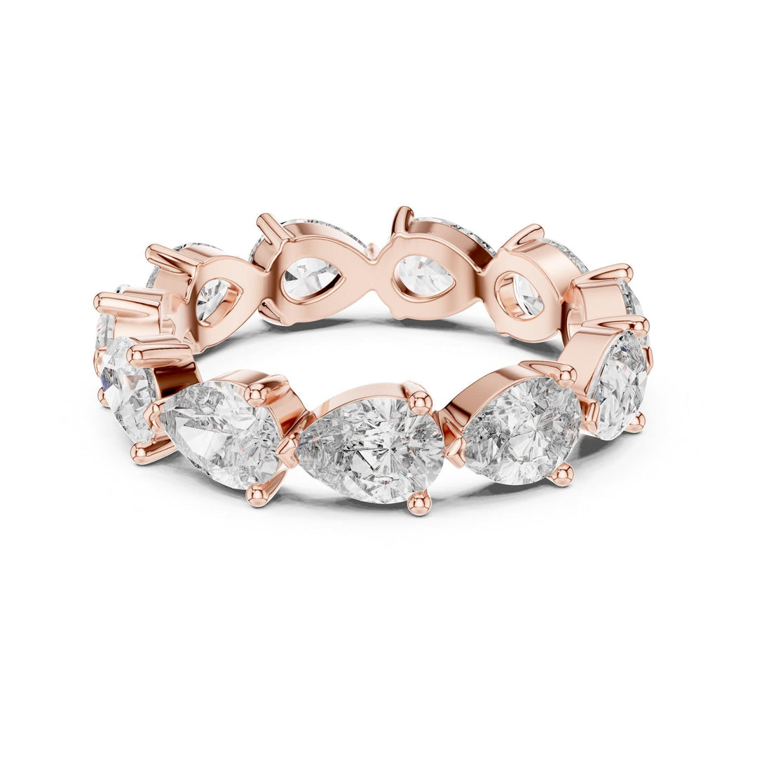 Pear Cut Lab Grown Diamond Full Eternity Band, 3.13ct Total, Solid Gold