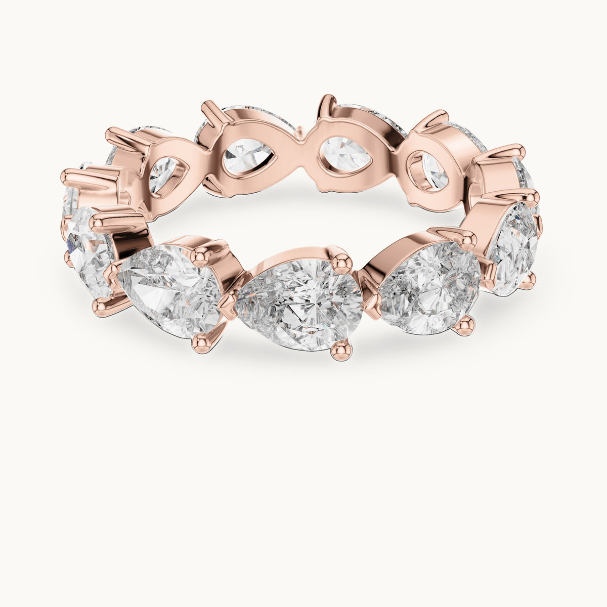 Pear cut lab-grown diamond full eternity band in 14K rose gold, 3.13 CT TW, view 3
