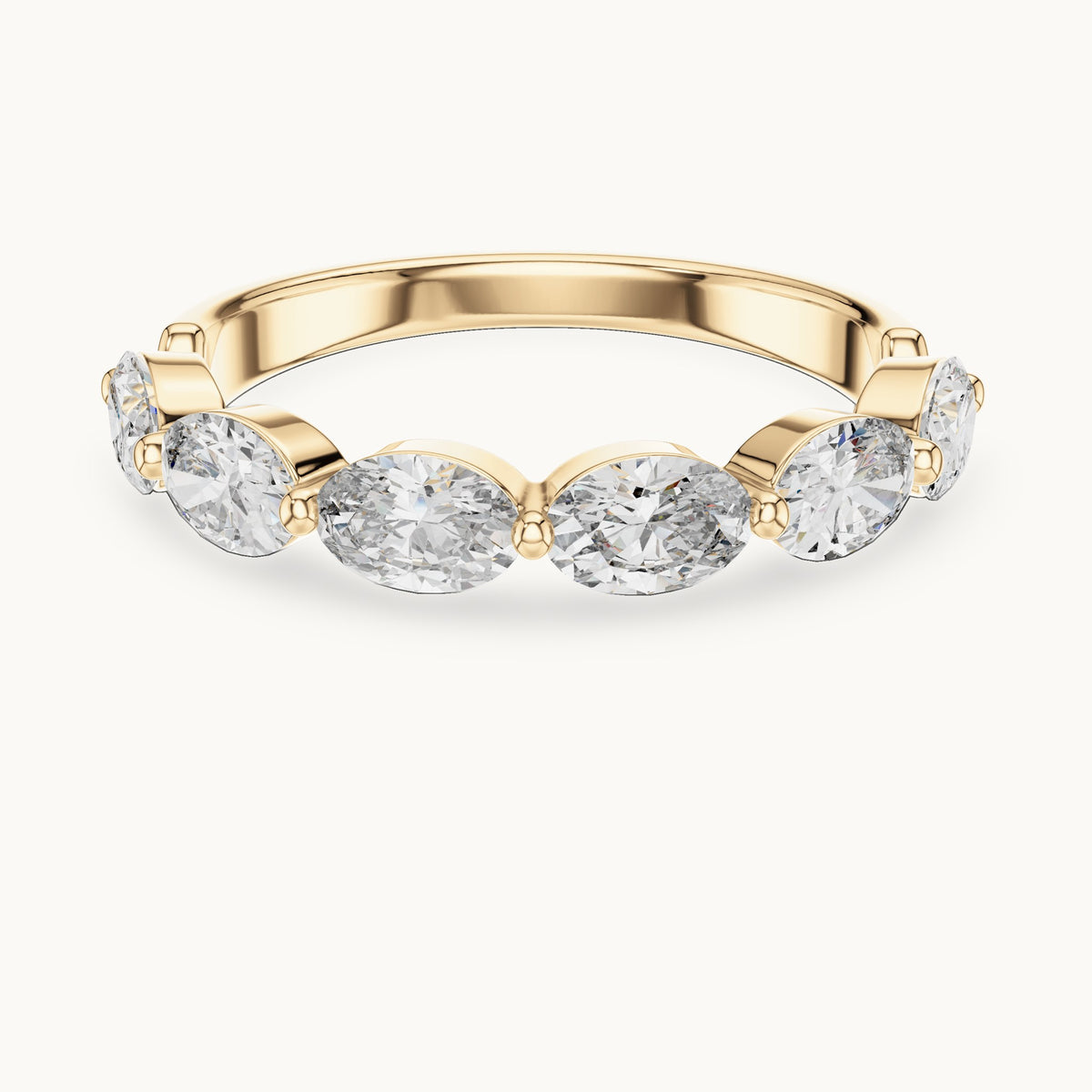 Oval cut lab-grown diamond half eternity band in 14K yellow gold, 1.38 CT TW, view 1