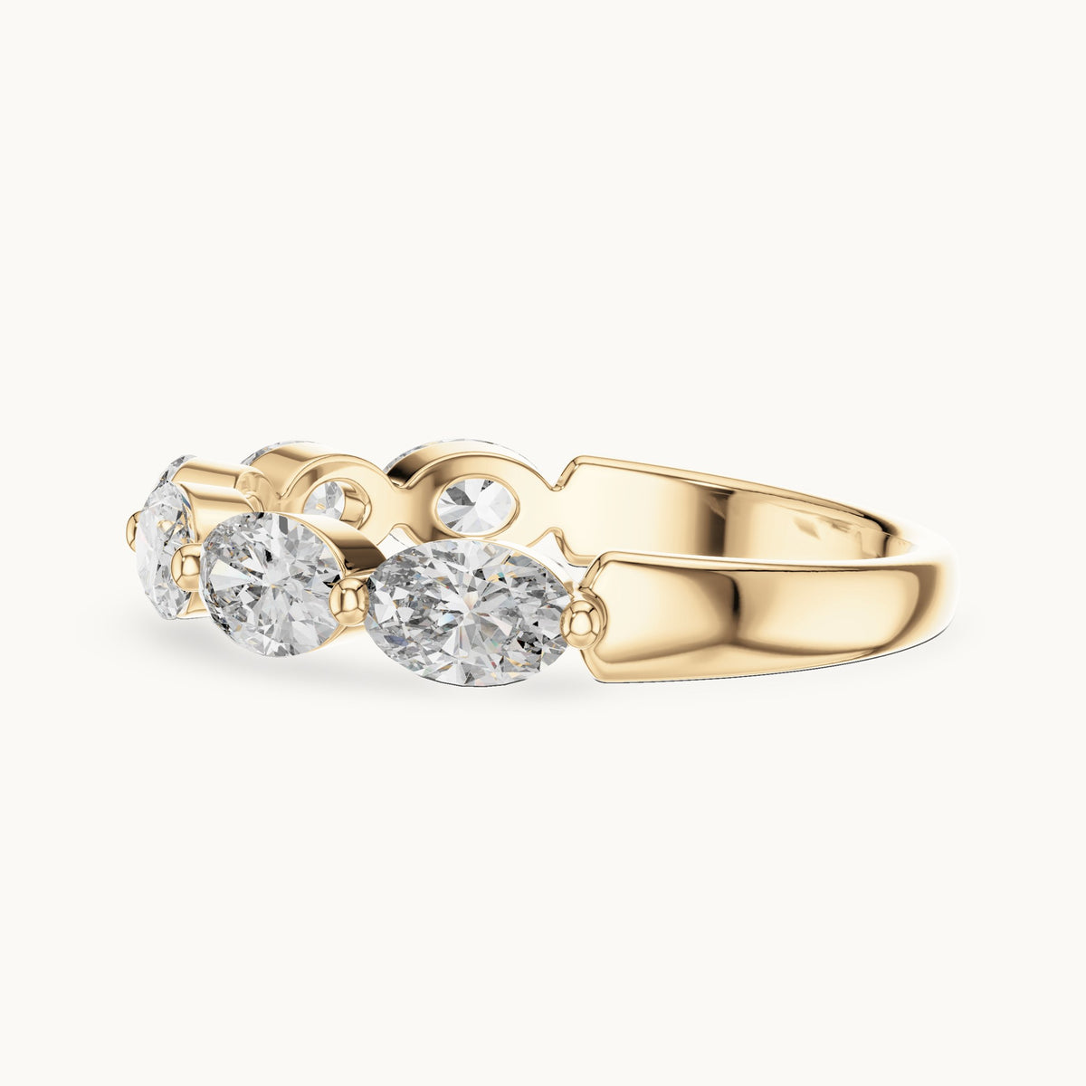 Oval cut lab-grown diamond half eternity band in 14K yellow gold, 1.38 CT TW, view 3