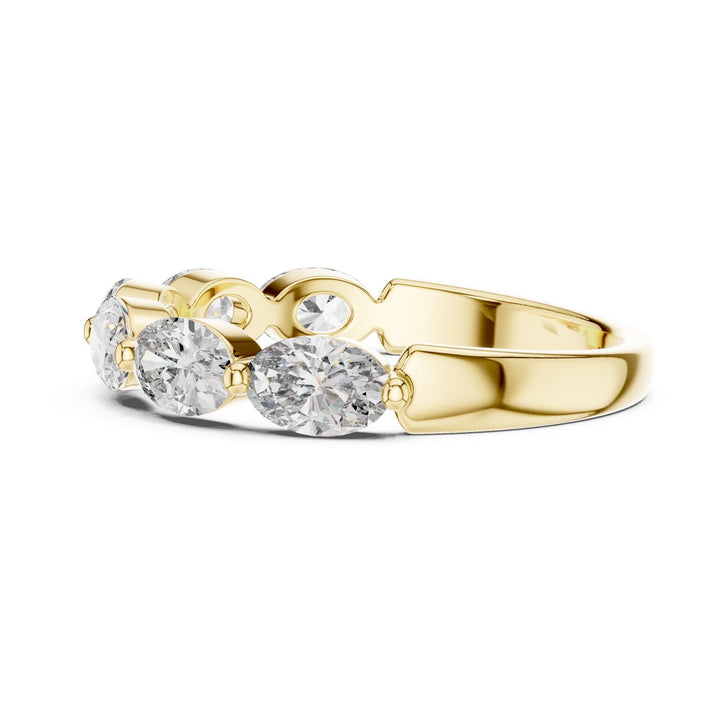 Oval Cut Lab Grown Diamond Half Eternity Band, 1.38ct Total, Solid Gold