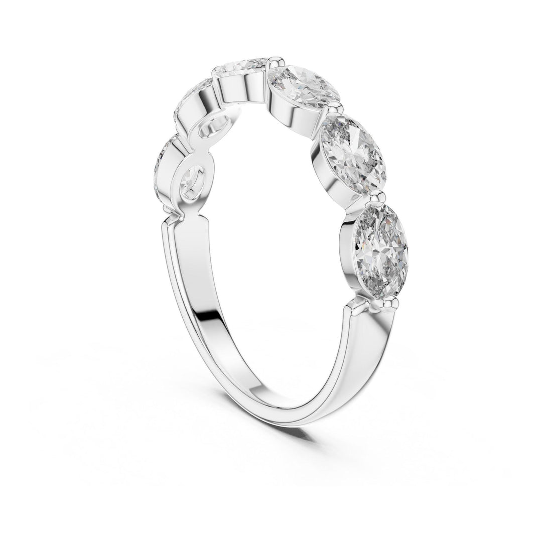 Oval Cut Lab Grown Diamond Half Eternity Band, 1.38ct Total, Solid Gold