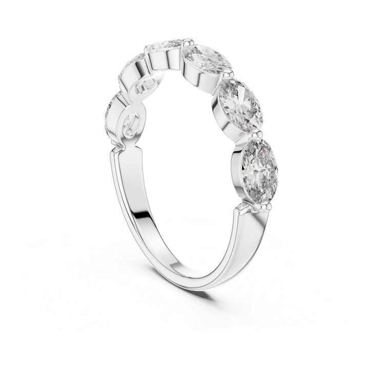 Oval Cut Lab Grown Diamond Half Eternity Band, 1.38ct Total, Solid Gold