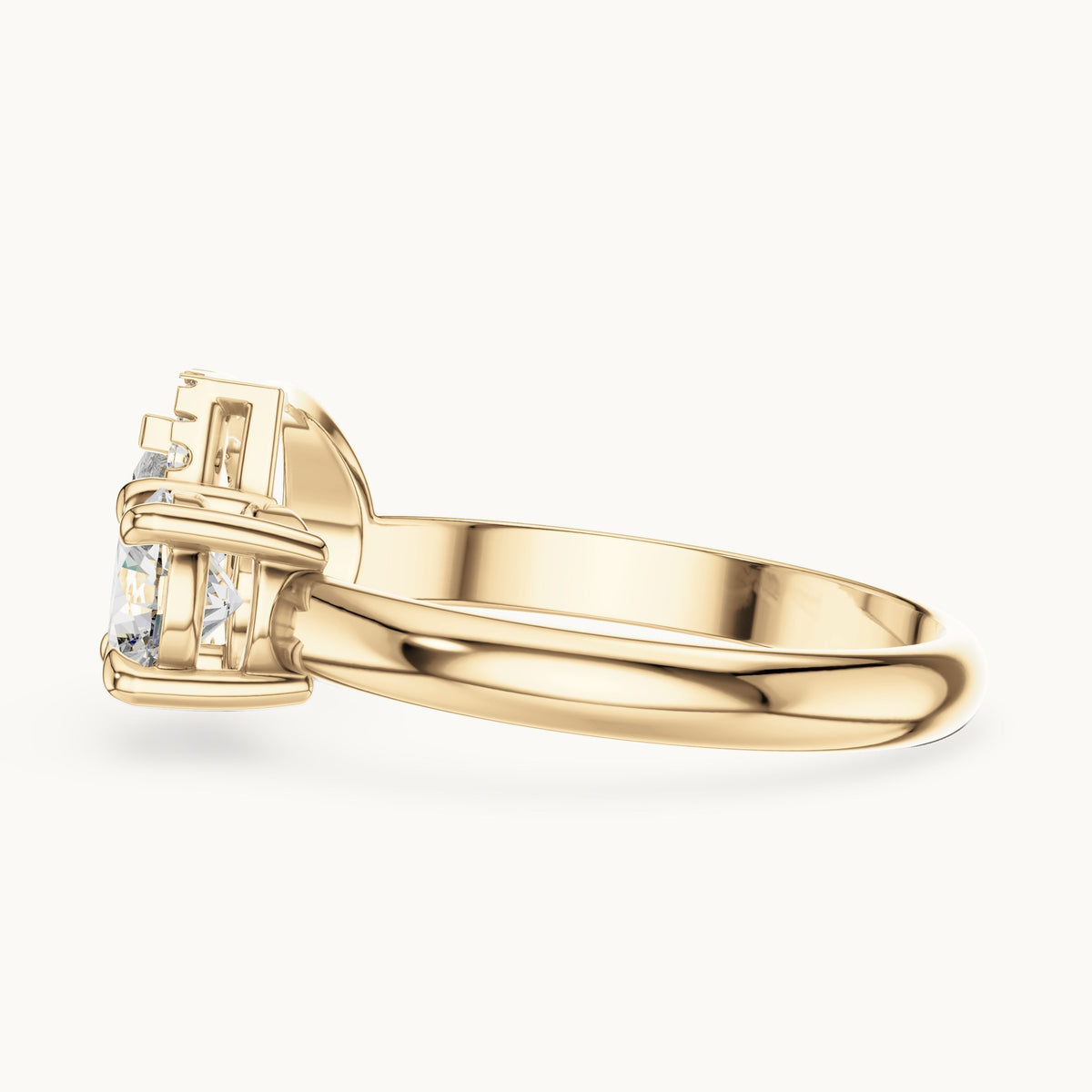 Pear cut lab-grown diamond toi et moi ring in 14K yellow gold, 1.00 CT TW, view 3