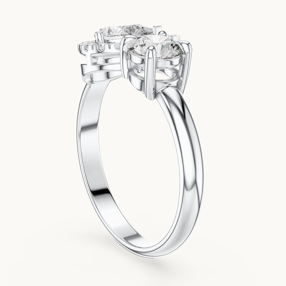 Pear cut lab-grown diamond toi et moi ring in 14K white gold, 1.00 CT TW, view 1