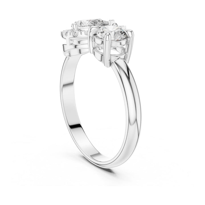 Pear Cut Lab Grown Diamond Toi et Moi Ring, 1.00ct Total, Solid Gold