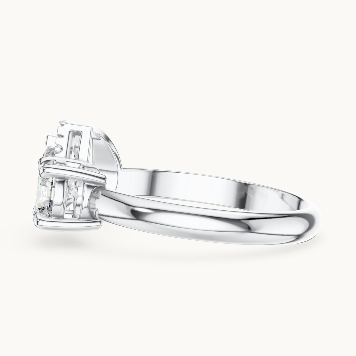 Pear cut lab-grown diamond toi et moi ring in 14K white gold, 1.00 CT TW, view 2