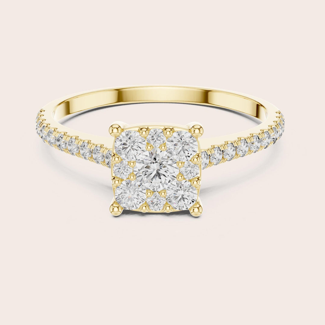 Round Cut Lab Grown Diamond Half Eternity Band, 0.62ct Total, Solid Gold