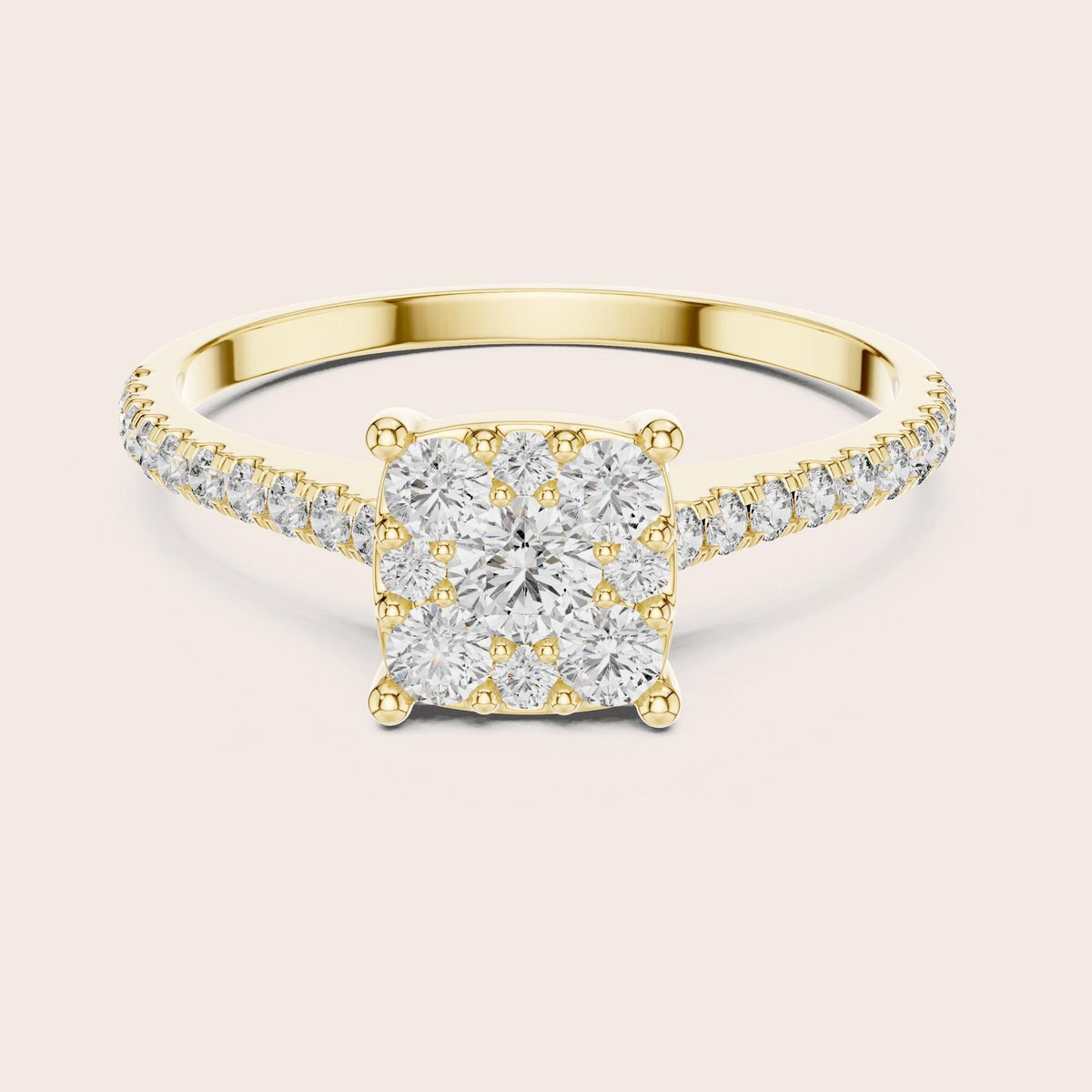 Round cut lab-grown diamond half eternity band, 0.62 CT TW, 31 stones, in solid gold