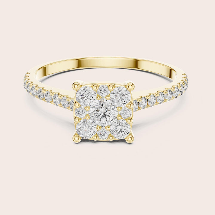 Round Cut Lab Grown Diamond Half Eternity Band, 0.62ct Total, Solid Gold