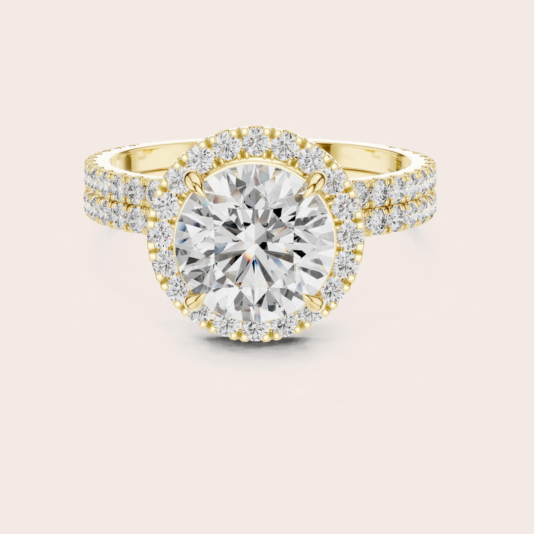 Round Cut Lab Grown Diamond Solitaire Ring, 2.83ct Total, Solid Gold