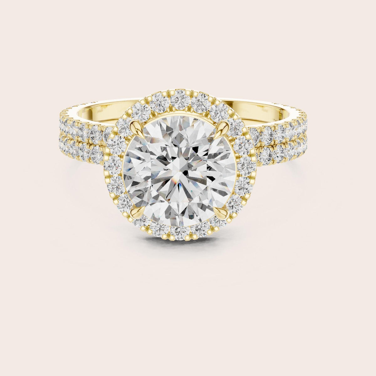 Round Cut Lab Grown Diamond Solitaire Ring, 2.83ct Total, Solid Gold
