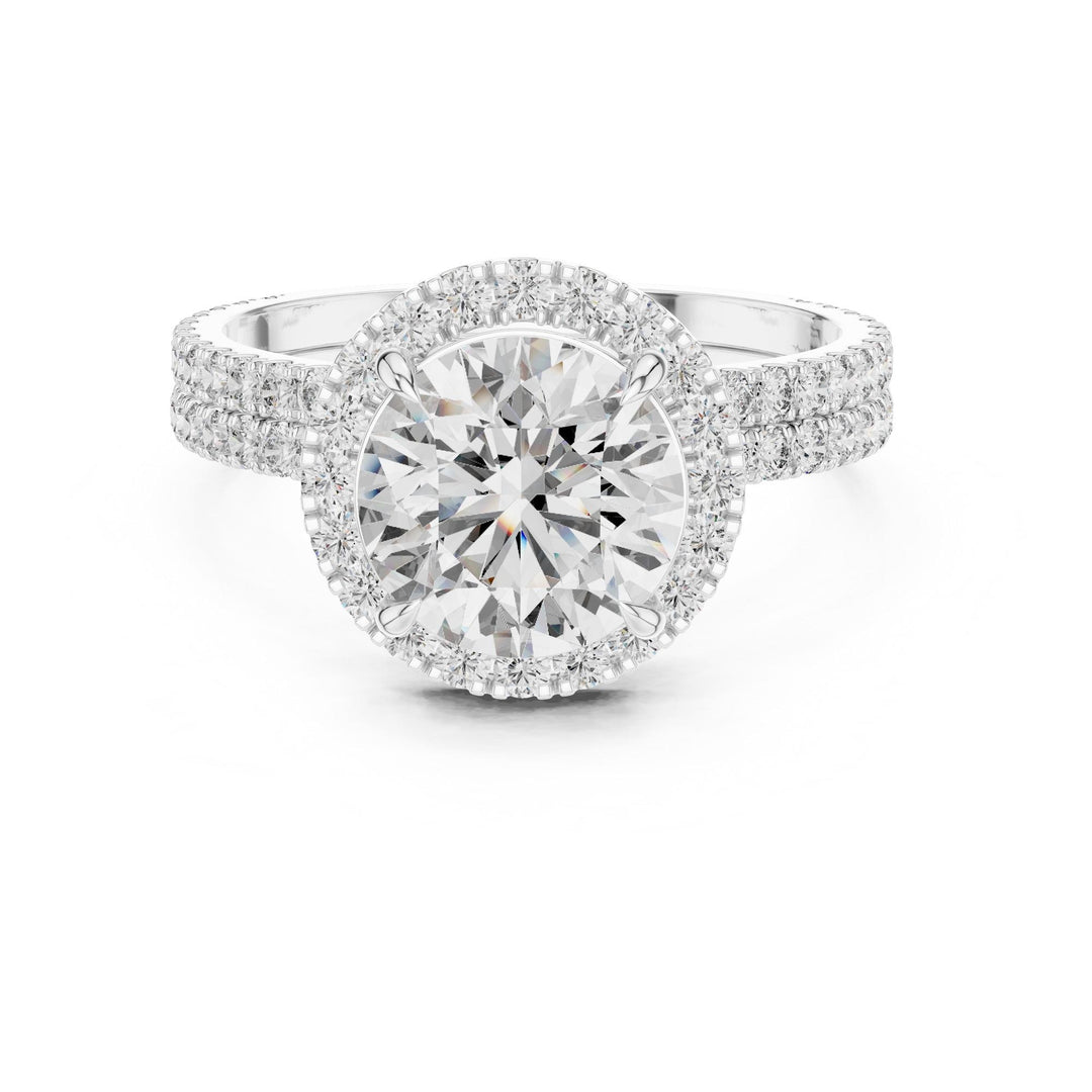 Round Cut Lab Grown Diamond Solitaire Ring, 2.83ct Total, Solid Gold