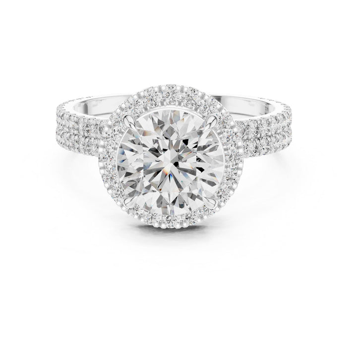 Round Cut Lab Grown Diamond Solitaire Ring, 2.83ct Total, Solid Gold