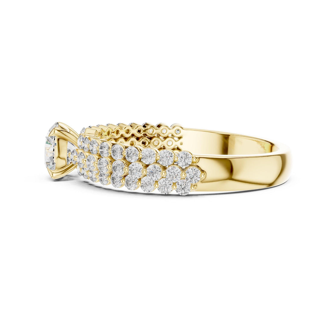 Round Cut Lab Grown Diamond Pavé Solitaire Ring