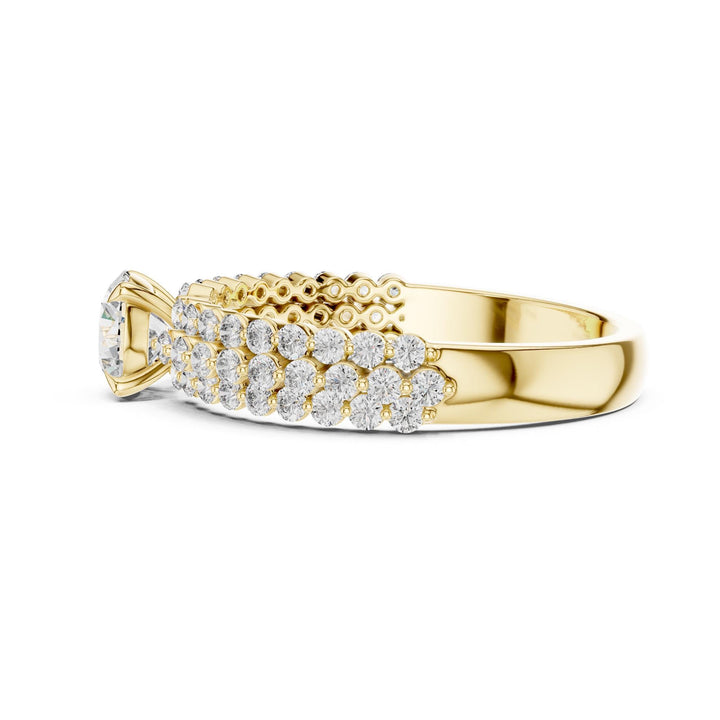 Round Cut Lab Grown Diamond Pavé Solitaire Ring
