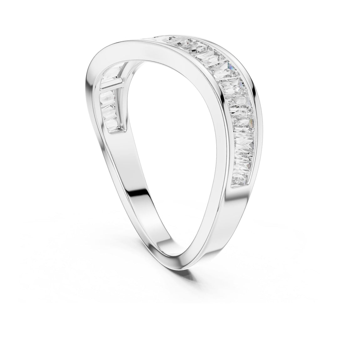 Baguette Cut Lab Grown Diamond Half Eternity Band, 0.89ct Total, Solid Gold