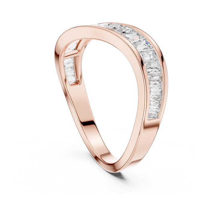 Baguette Cut Lab Grown Diamond Half Eternity Band, 0.89ct Total, Solid Gold