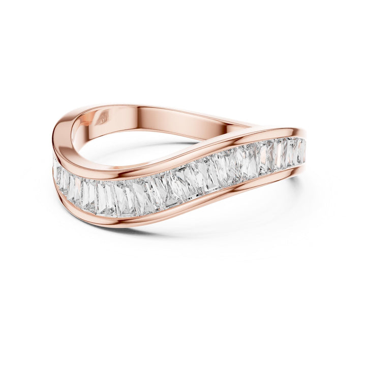 Baguette Cut Lab Grown Diamond Half Eternity Band, 0.89ct Total, Solid Gold