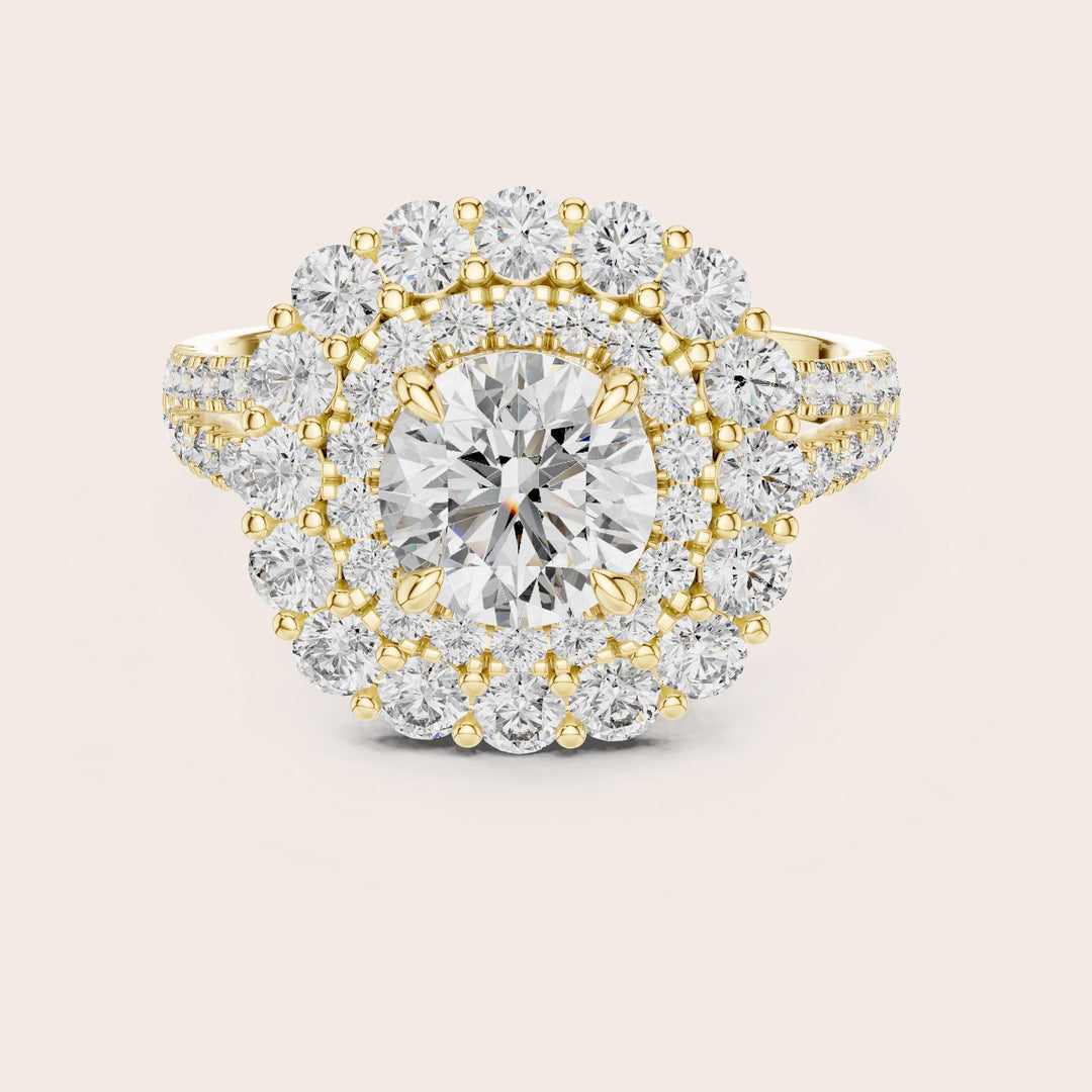 Round Cut Lab Grown Diamond Solitaire Ring, 2.41ct Total, Solid Gold