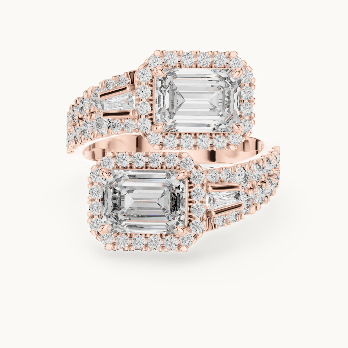 Emerald cut lab-grown diamond solitaire ring in 14K rose gold, 3.69 CT TW, view 3