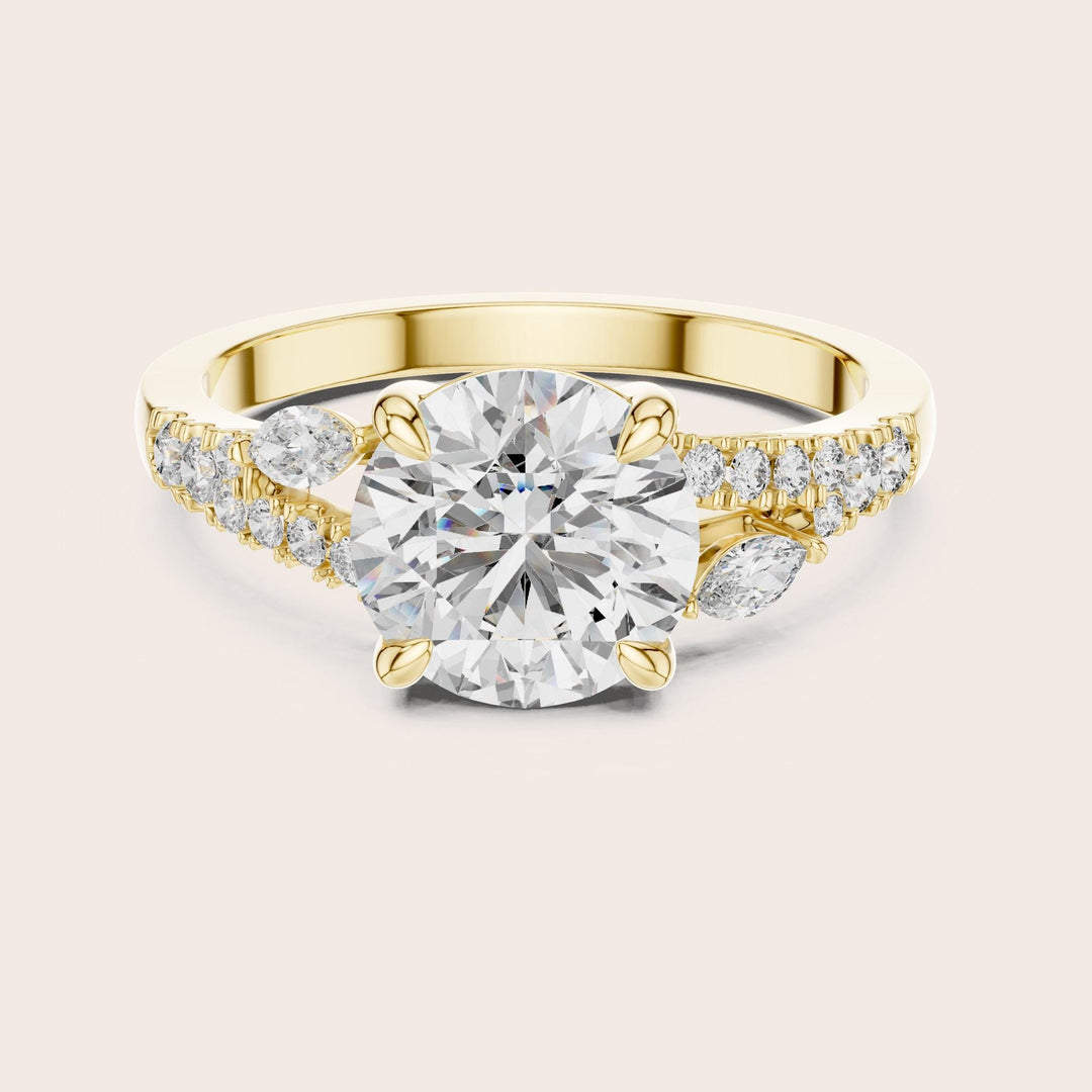 Round Cut Lab Grown Diamond Solitaire Ring, 2.27ct Total, Solid Gold