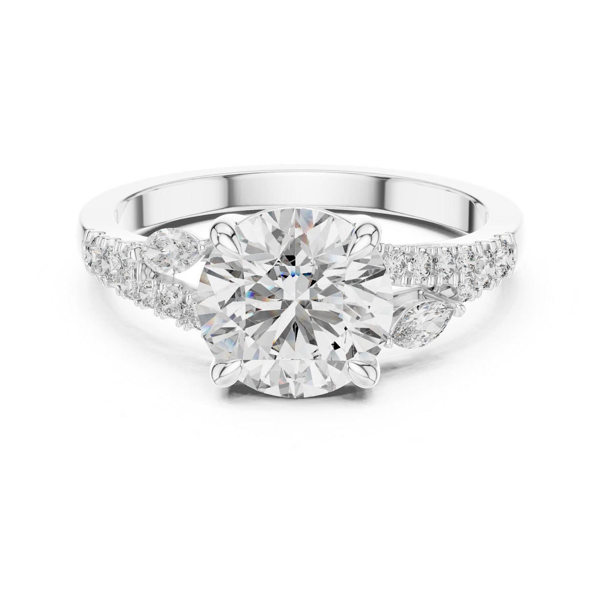 Round Cut Lab Grown Diamond Solitaire Ring, 2.27ct Total, Solid Gold