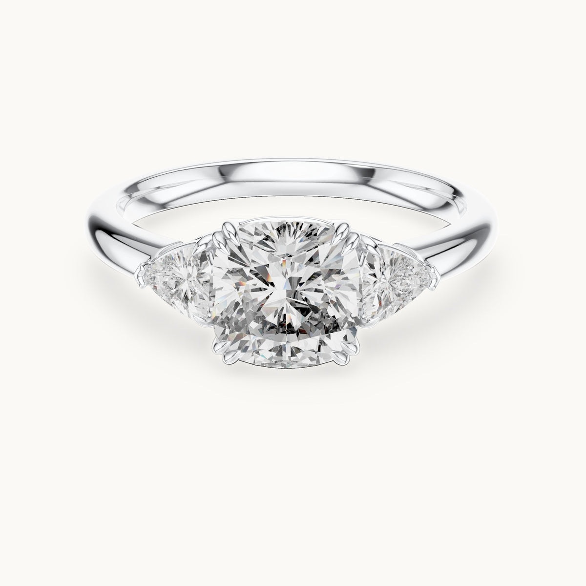 Cushion cut lab-grown diamond cluster ring in 14K white gold, 2.09 CT TW, view 3