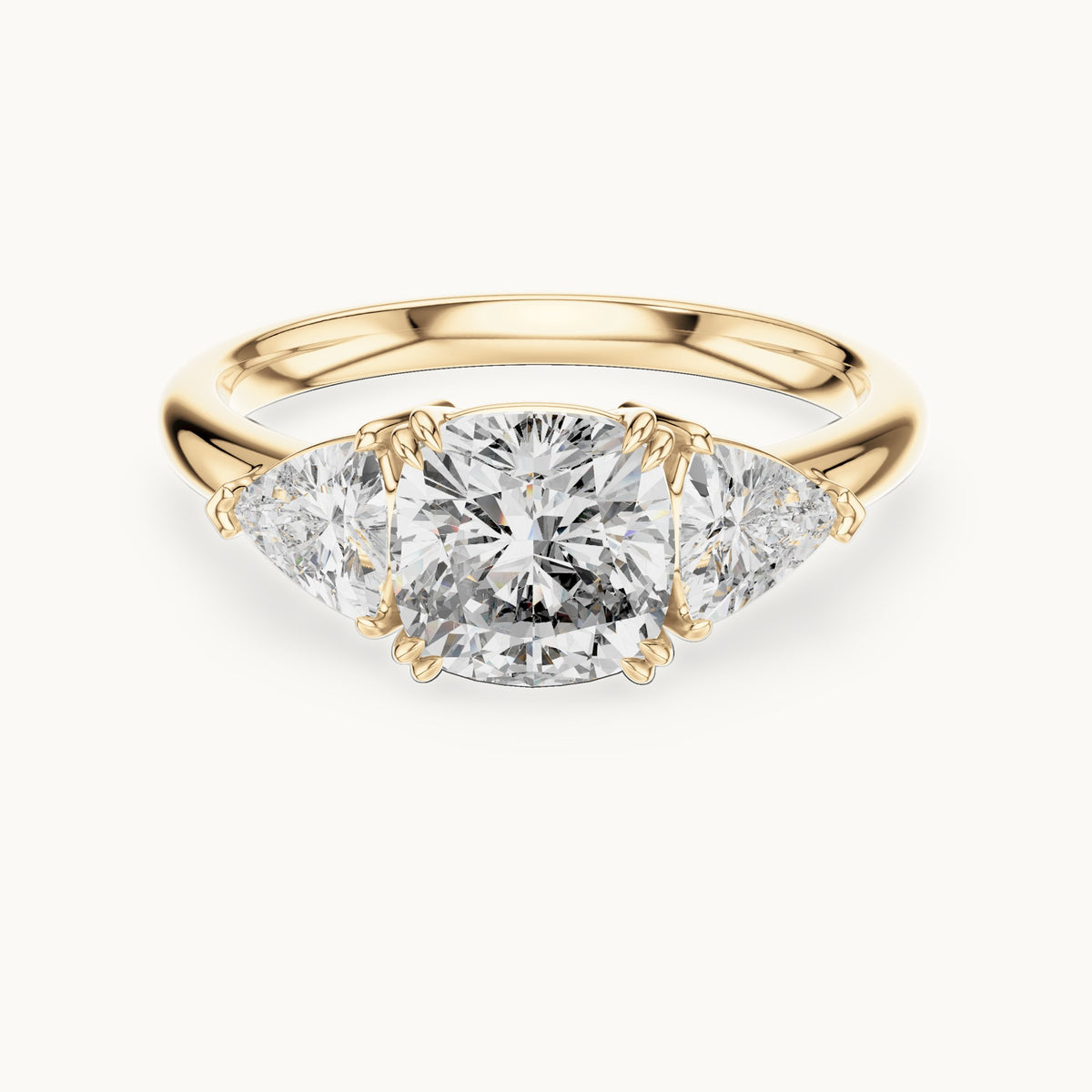 Cushion cut lab-grown diamond cluster ring in 14K yellow gold, 2.39 CT TW, view 1