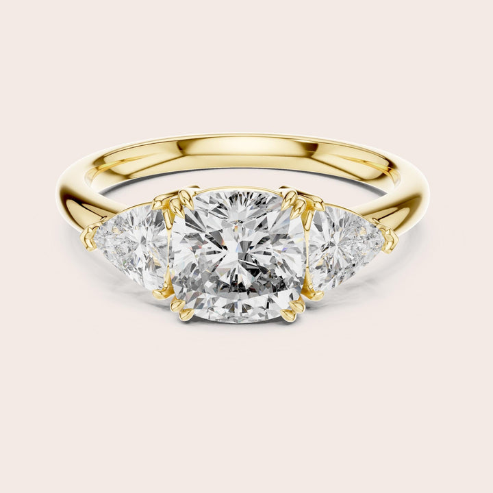 Cushion Cut Lab Grown Diamond Cluster Ring, 2.39ct Total, Solid Gold