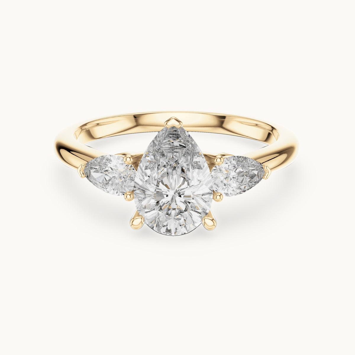 Pear cut lab-grown diamond cluster ring in 14K yellow gold, 1.53 CT TW, view 1