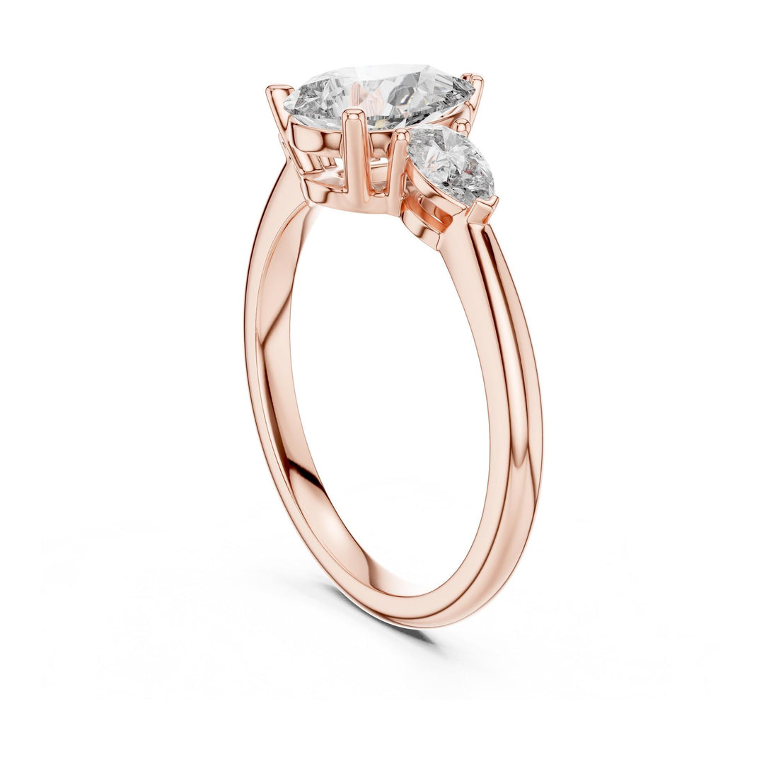 Pear Cut Lab Grown Diamond Cluster Ring, 1.53ct Total, Solid Gold