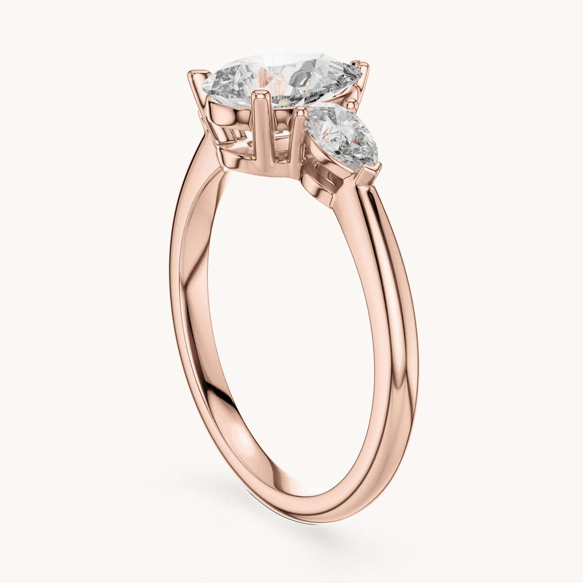 Pear cut lab-grown diamond cluster ring in 14K rose gold, 1.53 CT TW, view 1
