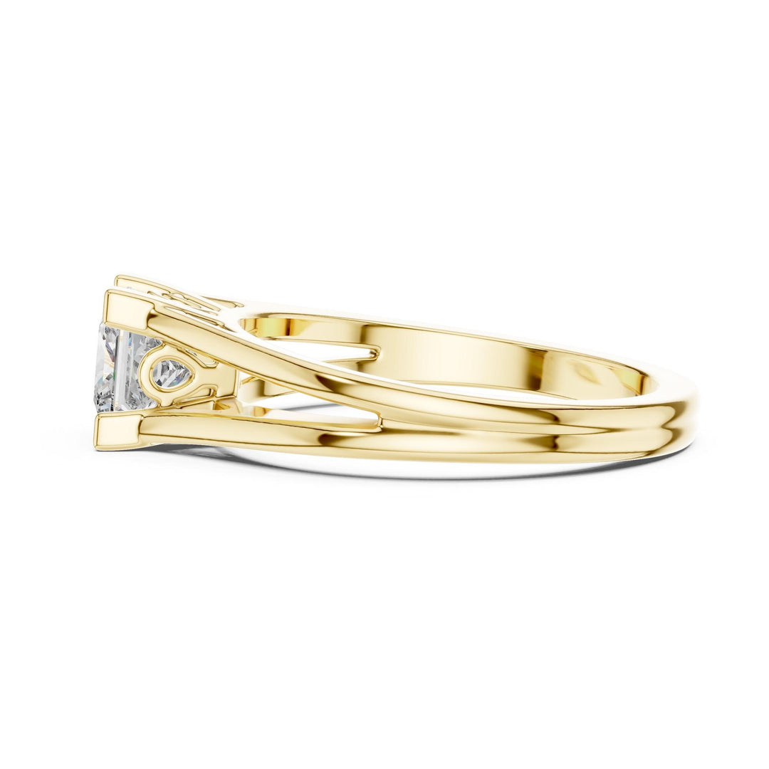 Princess Cut Lab Grown Diamond Solitaire Ring, 1.04ct Total, Solid Gold