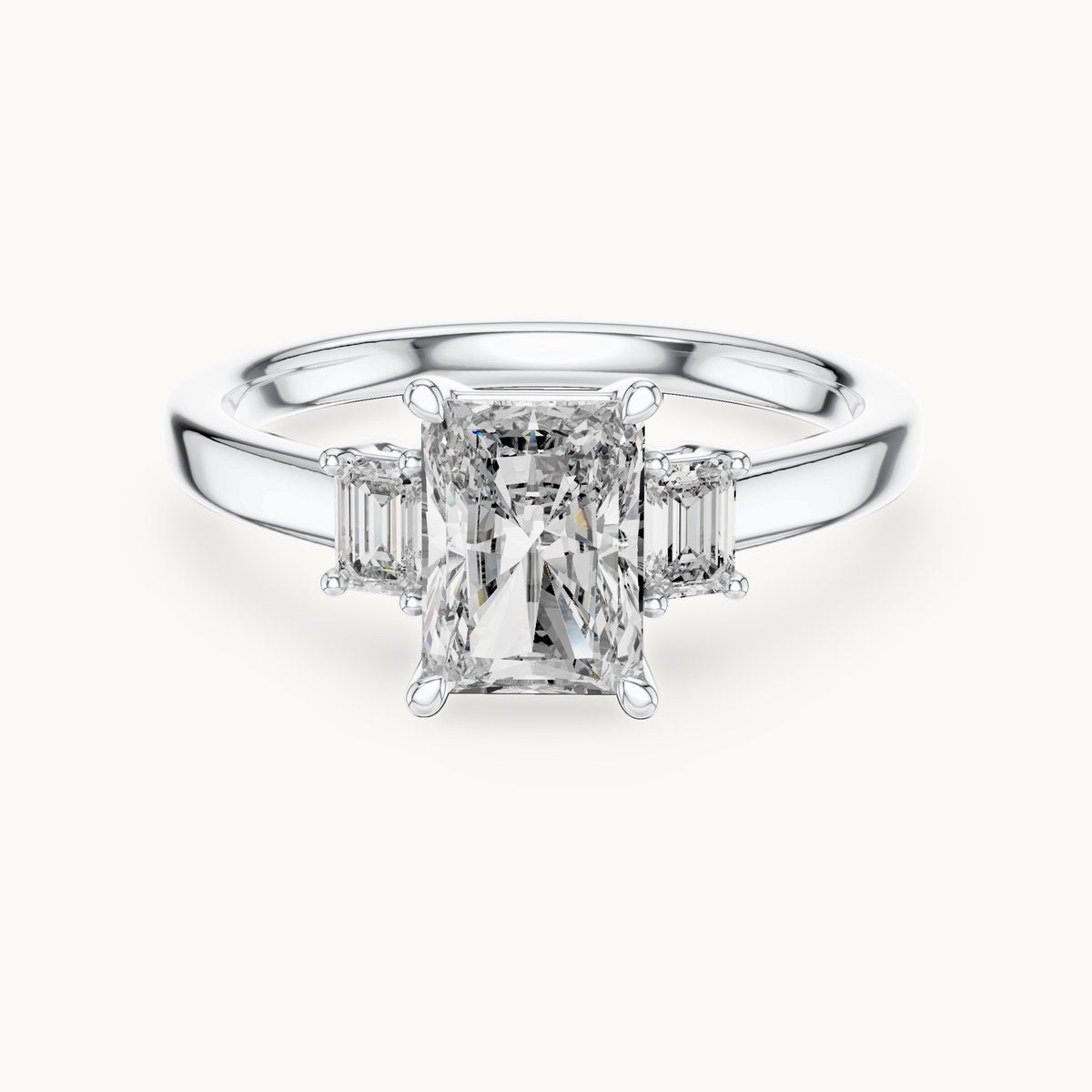 Radiant Cut Lab Grown Diamond Solitaire Ring, 1.70ct Total, Solid Gold