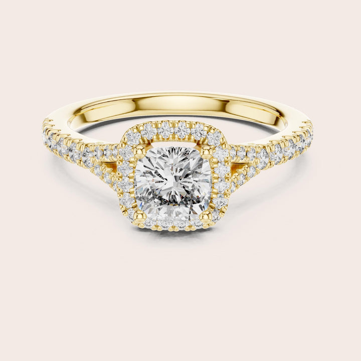 Cushion Cut Lab Grown Diamond Solitaire Ring, 1.38ct Total, Solid Gold