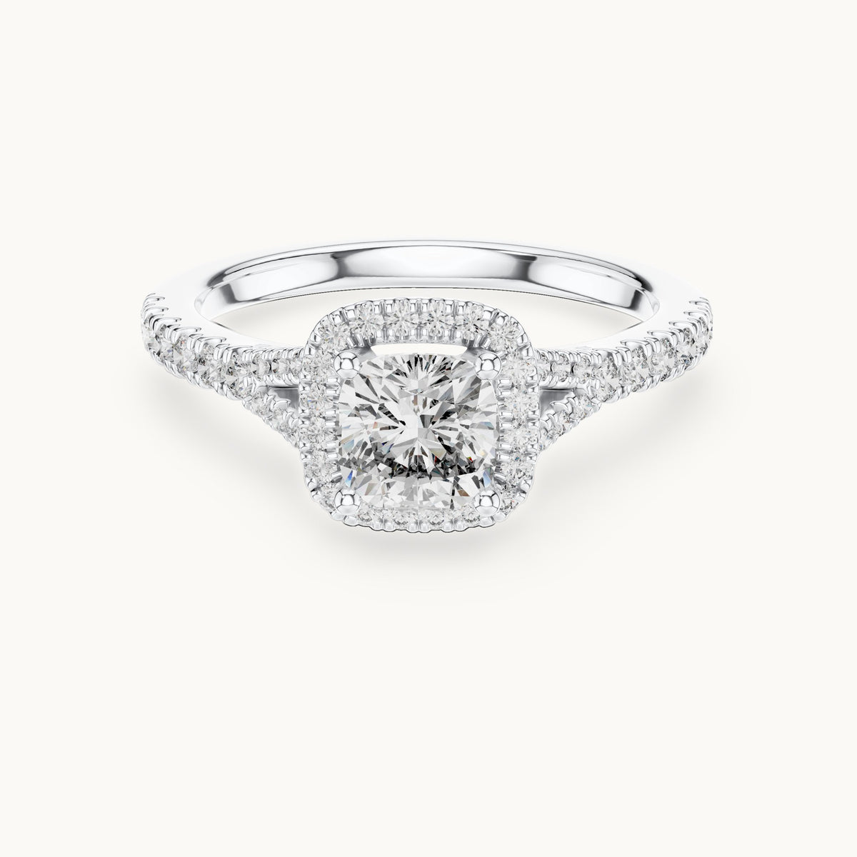 Cushion cut lab-grown diamond solitaire ring in 14K white gold, 1.38 CT TW, view 3