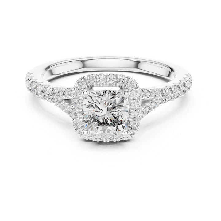 Cushion Cut Lab Grown Diamond Solitaire Ring, 1.38ct Total, Solid Gold