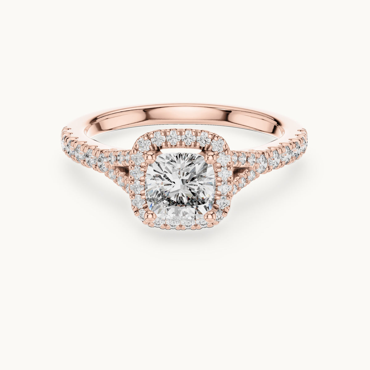 Cushion cut lab-grown diamond solitaire ring in 14K rose gold, 1.38 CT TW, view 3