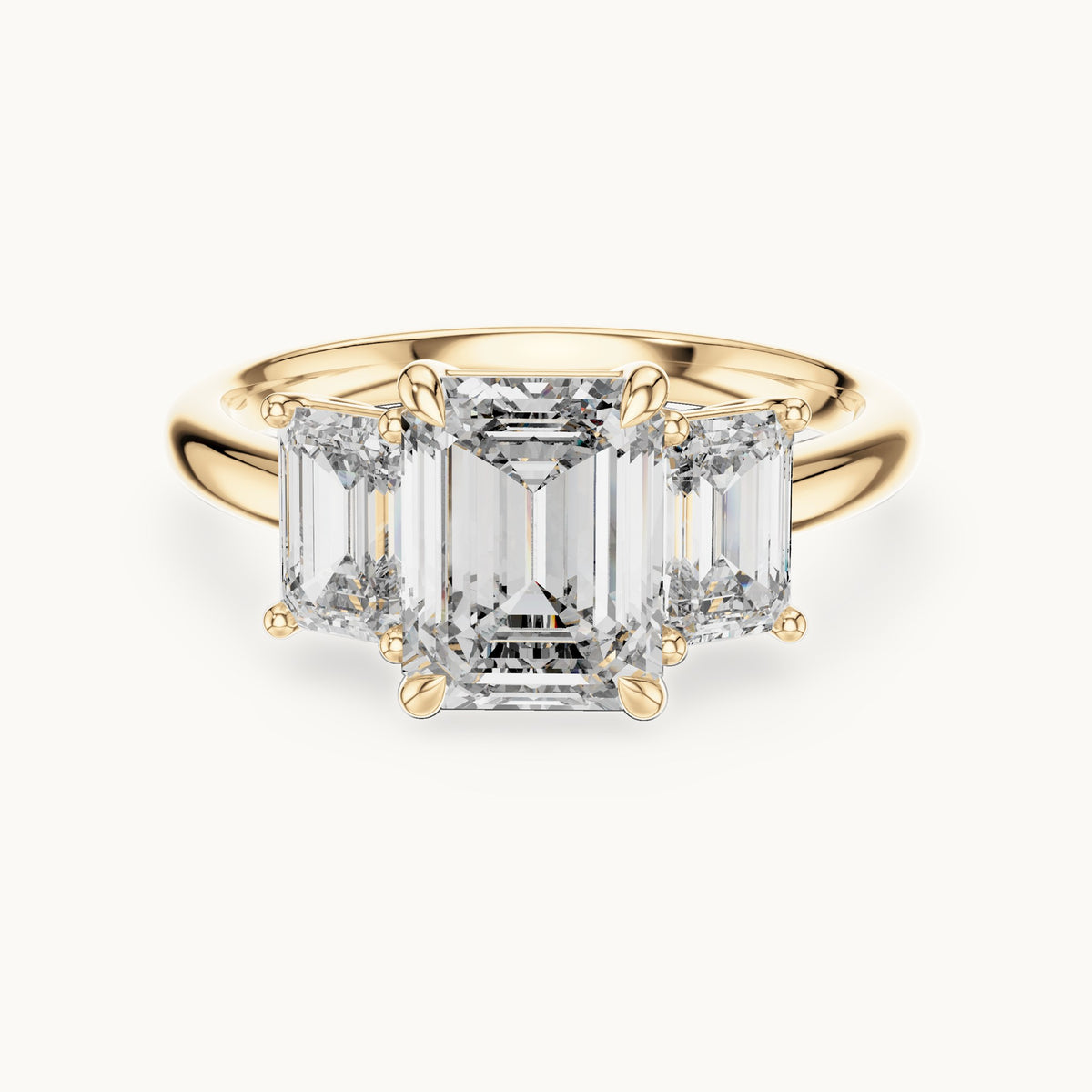 Emerald cut lab-grown diamond cluster ring in 14K yellow gold, 3.00 CT TW, view 1