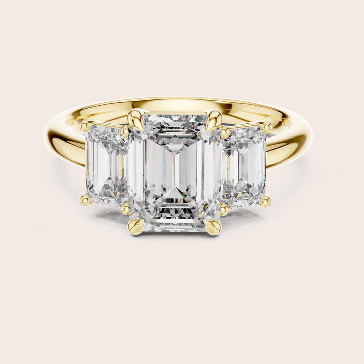 Emerald Cut Lab Grown Diamond Cluster Ring, 3.00ct Total, Solid Gold