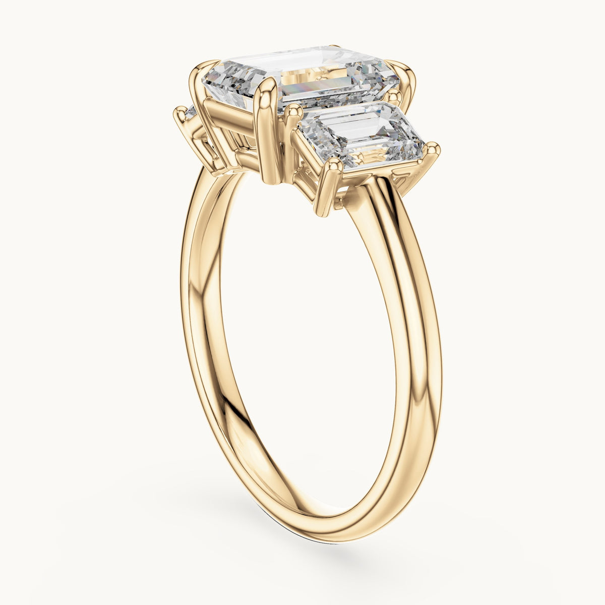 Emerald cut lab-grown diamond cluster ring in 14K yellow gold, 3.00 CT TW, view 2