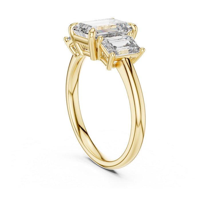 Emerald Cut Lab Grown Diamond Cluster Ring, 3.00ct Total, Solid Gold
