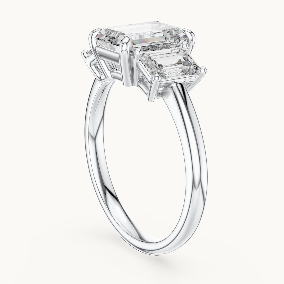 Emerald cut lab-grown diamond cluster ring in 14K white gold, 3.00 CT TW, view 1