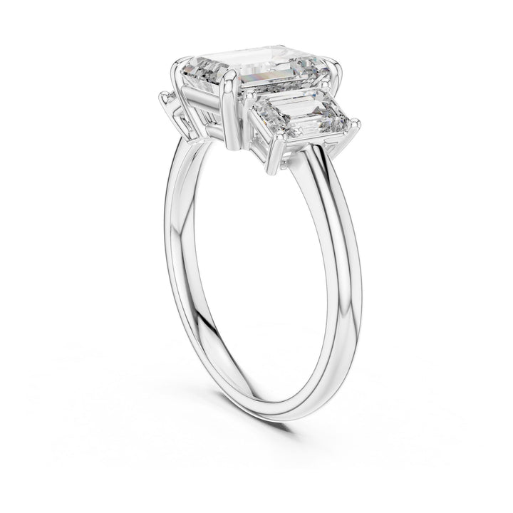 Emerald Cut Lab Grown Diamond Cluster Ring, 3.00ct Total, Solid Gold