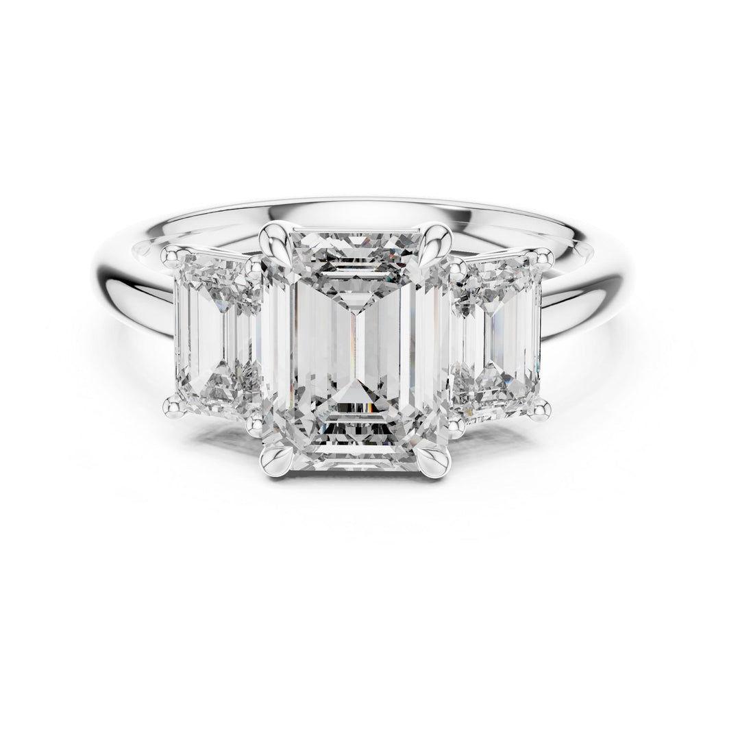 Emerald Cut Lab Grown Diamond Cluster Ring, 3.00ct Total, Solid Gold