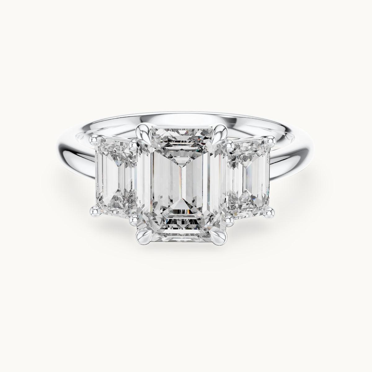Emerald cut lab-grown diamond cluster ring in 14K white gold, 3.00 CT TW, view 3