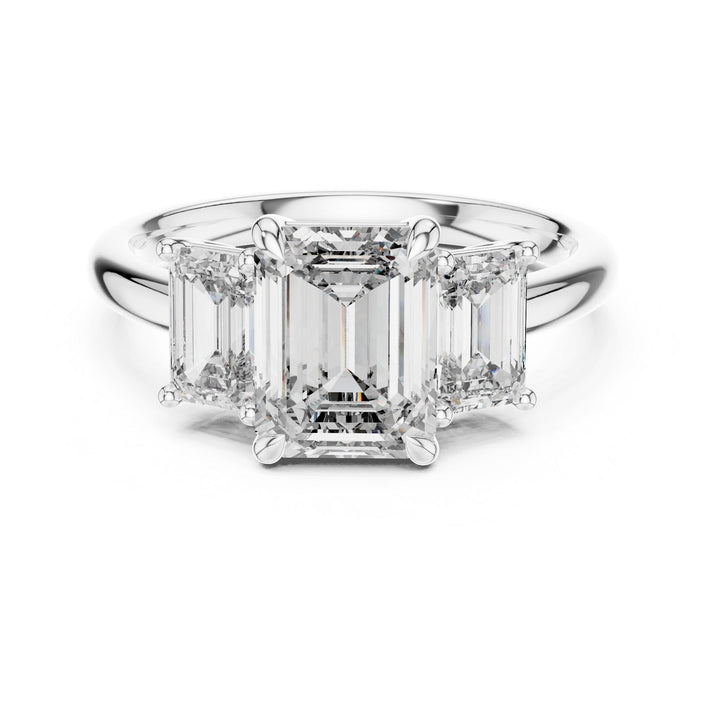 Emerald Cut Lab Grown Diamond Cluster Ring, 3.00ct Total, Solid Gold